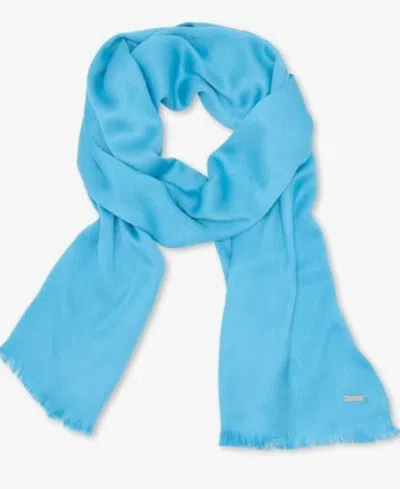 Calvin Klein Women's Solid Satin-feel Pashmina Scarf In Blue