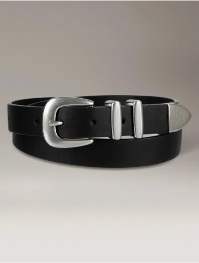 Calvin Klein Women's Solid Square Buckle Belt In Black