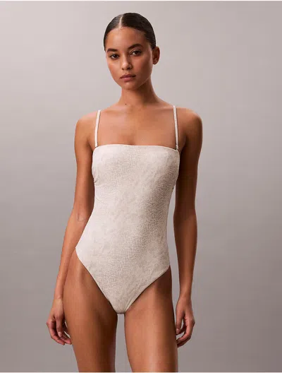 Calvin Klein Women's Solid Strapless One Piece Swimsuit In Neutral