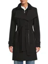 Calvin Klein Women's Solid Tie-waist Coat In Black