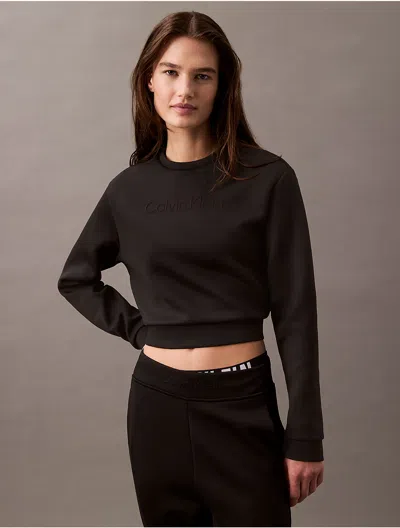 Calvin Klein Women's Spacer Cropped Crewneck Sweatshirt In Black