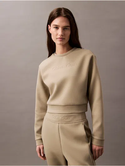 Calvin Klein Women's Spacer Cropped Crewneck Sweatshirt In Laurel Oak
