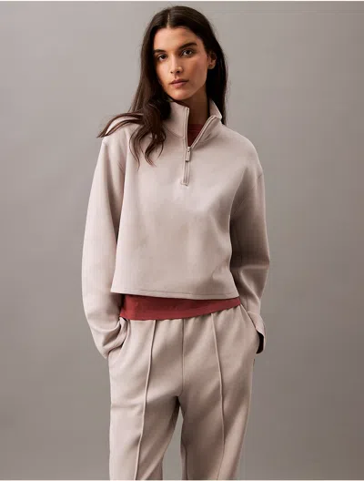 Calvin Klein Women's Spacer Quarter Zip Sweatshirt In Neutral