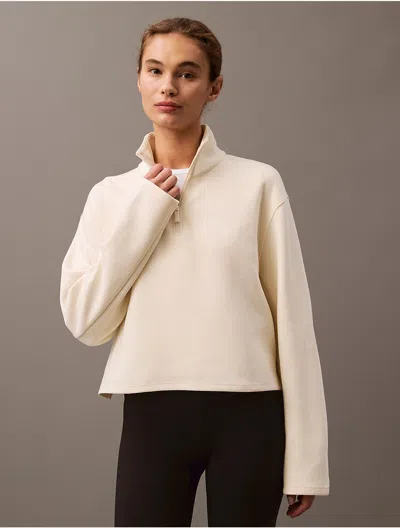 Calvin Klein Women's Spacer Quarter Zip Sweatshirt In Neutral
