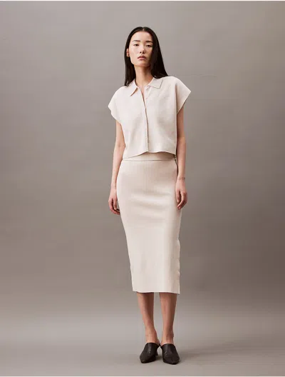 Calvin Klein Women's Split Hem Midi Skirt In Birch