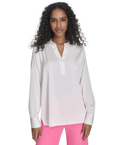 CALVIN KLEIN WOMEN'S SPLIT-NECK LONG-SLEEVE SHIRT