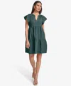 Calvin Klein Women's Split-neck Tiered A-line Dress In Green