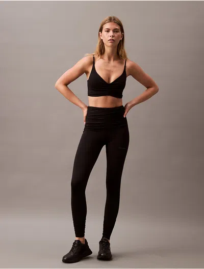 Calvin Klein Women's Sport Icon Ruched Leggings In Black Beauty