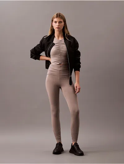 Calvin Klein Women's Sport Icon Ruched Leggings In Driftwood