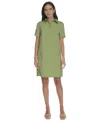 Calvin Klein Roll Cuff Short Sleeve Shirtdress In Guacamole