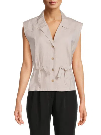 Calvin Klein Women's Spread Collar Vest In Stoney Beige