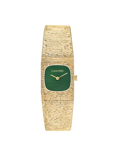 Calvin Klein Women's Square Case Textured Bracelet Watch In Green