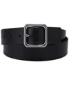 Calvin Klein Women's Square Center Bar Buckle Casual Leather Belt In Black
