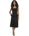 Calvin Klein Women's Square-neck Belted Midi Dress In Black