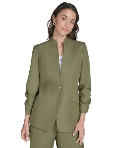 Calvin Klein Women's Stand-collar 3/4-sleeve Blazer In Green