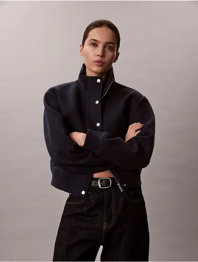 Calvin Klein Women's Stand Collar Bomber Jacket In Blue
