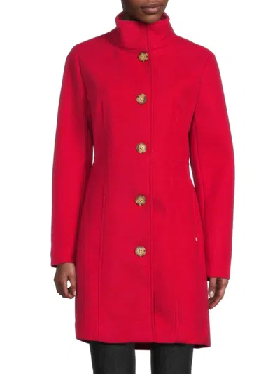 CALVIN KLEIN WOMEN'S STAND COLLAR FAUX WOOL COAT