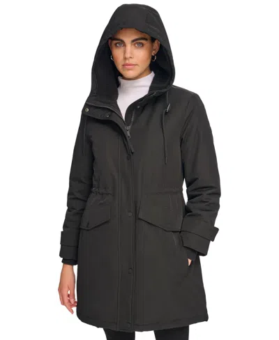 Calvin Klein Women's Stand Collar Hooded Coat In Black
