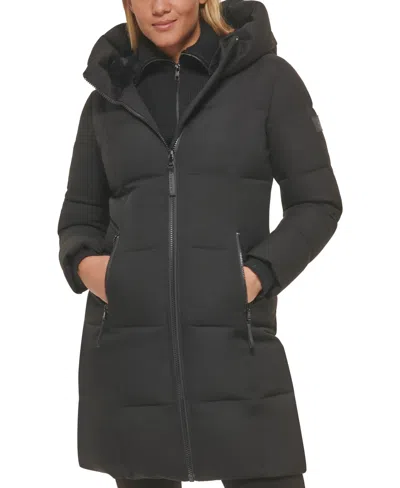 Calvin Klein Women's Stand Collar Hooded Puffer Coat In Black