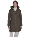 Calvin Klein Women's Stand Collar Hooded Puffer Coat In Brown