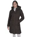 Calvin Klein Women's Stand Collar Hooded Puffer Coat In Brown