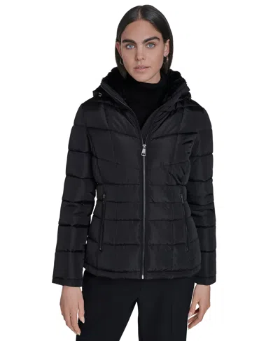 Calvin Klein Women's Stand Collar Lined Puffer Jacket In Black