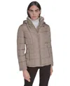 Calvin Klein Women's Stand Collar Lined Puffer Jacket In Brown