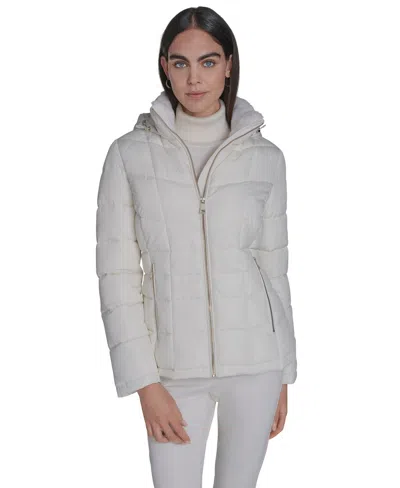 Calvin Klein Women's Stand Collar Lined Puffer Jacket In White
