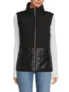 Calvin Klein Women's Stand Collar Twofer Puffer Vest In Black