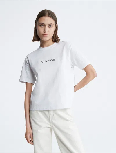 Calvin Klein Women's Standard Logo Boxy Fit Crewneck T-shirt In Brilliant White