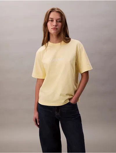 Calvin Klein Women's Standard Logo Relaxed T-shirt In Yellow