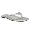 Calvin Klein Women's Stelea Flat Thong Sandals In Silver Croco