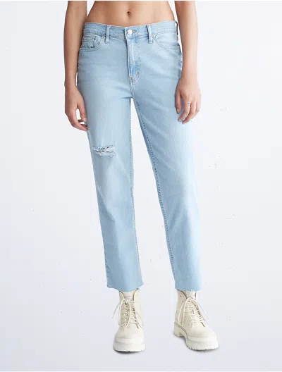 Calvin Klein Women's Straight Fit High Rise Vintage Stretch Jeans In Blue