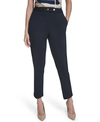 Calvin Klein Women's Straight-leg Ponte Ankle Pants In Blue
