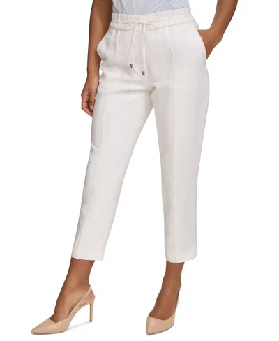 Calvin Klein Women's Straight-leg Pull-on Drawstring Pants In White