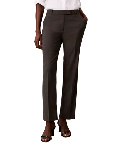 Calvin Klein Women's Straight-leg Mid-rise Dress Pants In Brown