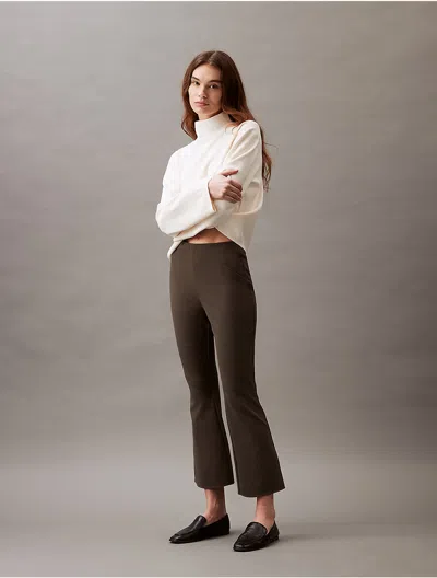Calvin Klein Women's Stretch Crepe Flared Pants In Brown