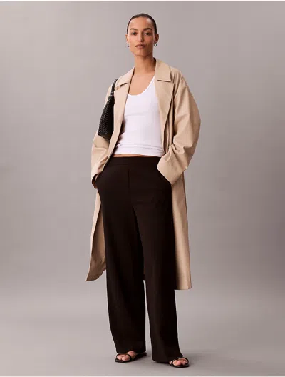 Calvin Klein Stretch Crepe Travel Pant In Brown