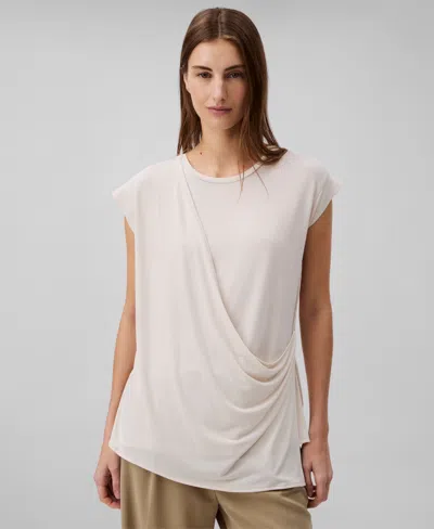 Calvin Klein Women's Stretch Jersey Draped Tee In Brazilian Sand