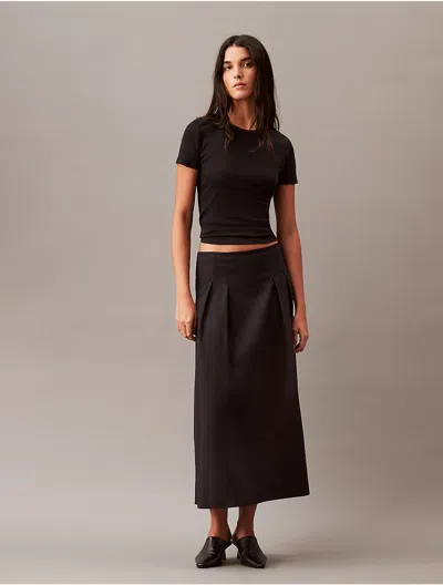 Calvin Klein Women's Stretch Poplin Long Skirt In Black