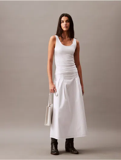 Calvin Klein Women's Stretch Poplin Long Skirt In Yellow