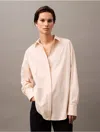Calvin Klein Women's Stretch Poplin Relaxed Fit Button-down Shirt