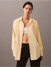 Calvin Klein Women's Stretch Poplin Relaxed Fit Button-down Shirt In Italian Straw