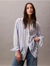 Calvin Klein Women's Stripe Relaxed Button-down Shirt