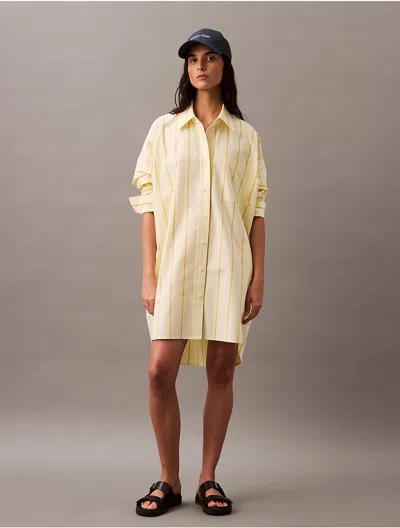 Calvin Klein Women's Stripe Relaxed Shirt Dress In Morning Light