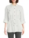 CALVIN KLEIN WOMEN'S STRIPED CINCHED WAIST SHIRT