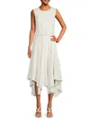 Calvin Klein Women's Striped Handkerchief Midi Dress In Soft White