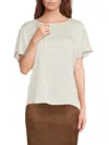 Calvin Klein Women's Striped Keyhole Top In Cream