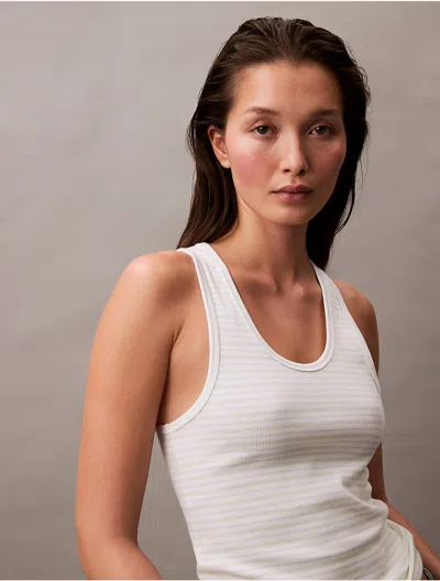 Calvin Klein Women's Ribbed Stripe Tank Top In Ambrosia Stripe