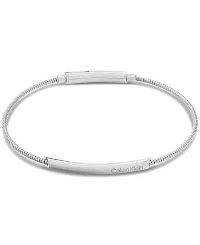 Calvin Klein Women's Structured Stainless Steel Bracelet In Silver